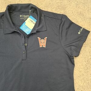 Columbia Worcester Red Sox WooSox Blue Polo Red Logo Baseball Womens Large NWT